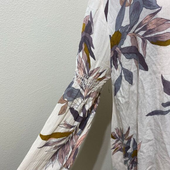 Free People Tree Swing Mini Dress Tunic Top Floral Beige Oversized Size Small - Picture 3 of 7